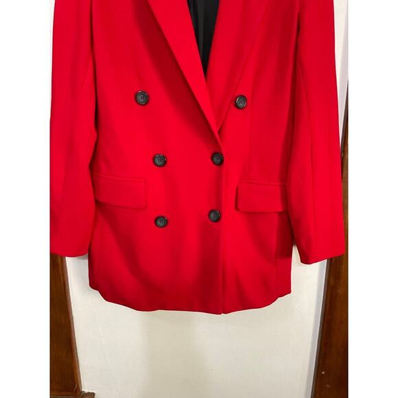 Boom Boom Jeans Womens Double Breasted Red Blazer Jacket Size Medium Stretch - Picture 5 of 6